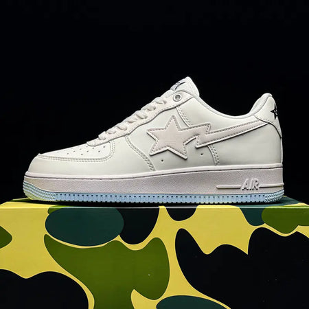 Air Force One Pure White Sneakers in Bone and Ice Blue | Air force bianche